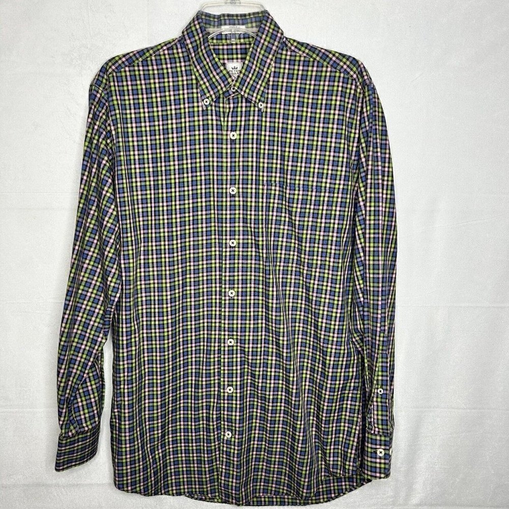Peter Millar Button-Down Shirt Multicolor Plaid Long-Sleeve Men's M